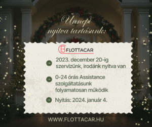 FlottaCar ünnepi nyitvatartás